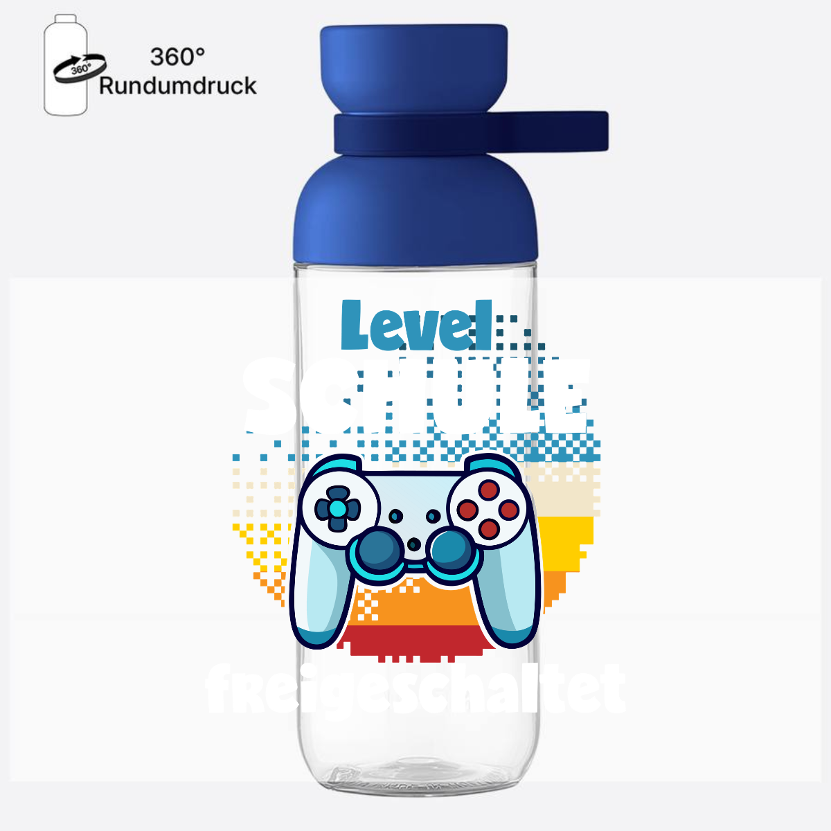 Trinkflasche Level Schule freigeschaltet – Geschenk Einschulung - Vivid Blue