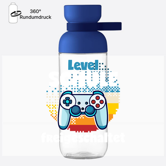 Trinkflasche Level Schule freigeschaltet – Geschenk Einschulung - Vivid Blue