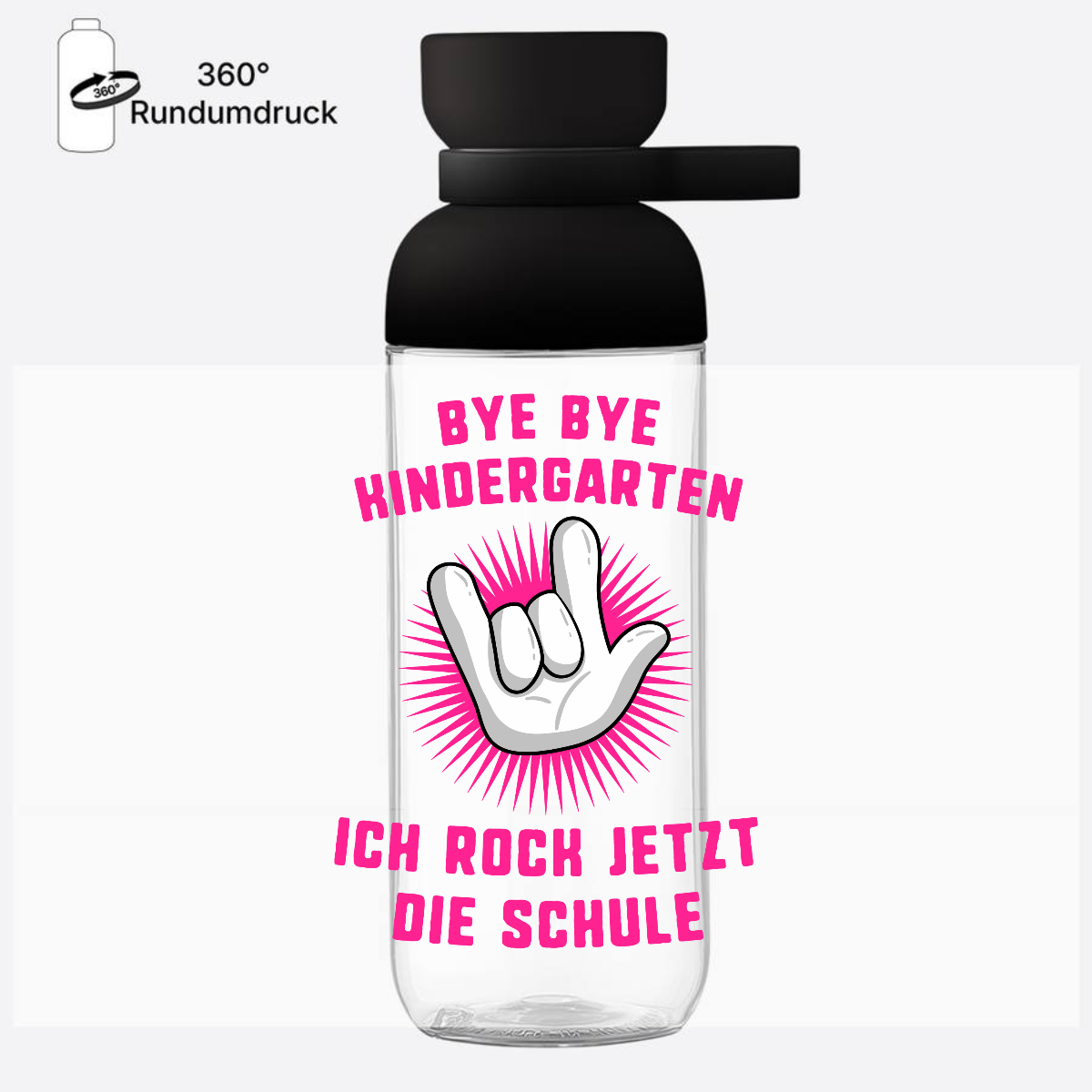 Trinkflasche mit Namen – Ich rock jetzt die Schule fuchsia - Nordic Black