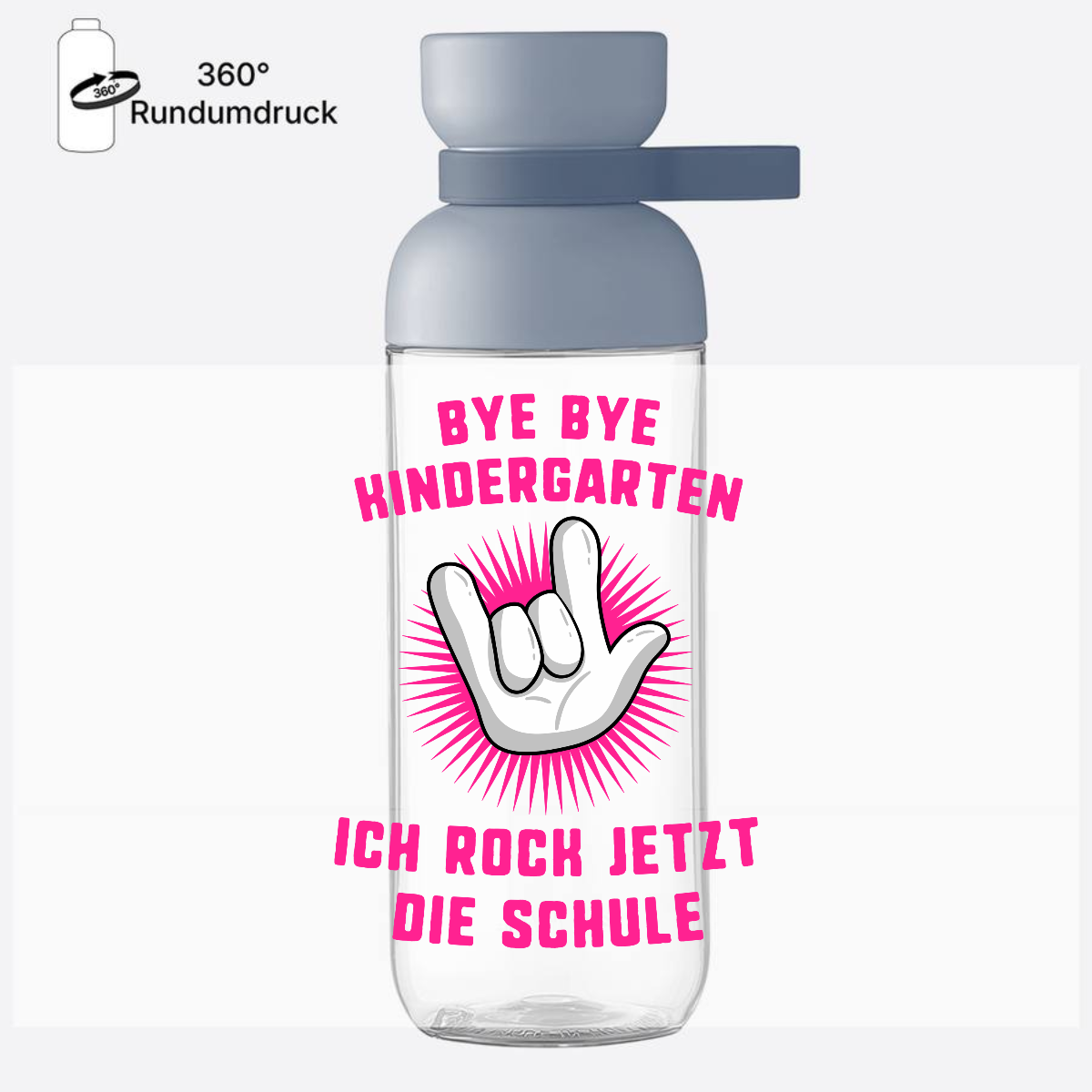 Trinkflasche mit Namen – Ich rock jetzt die Schule fuchsia - Nordic Blue