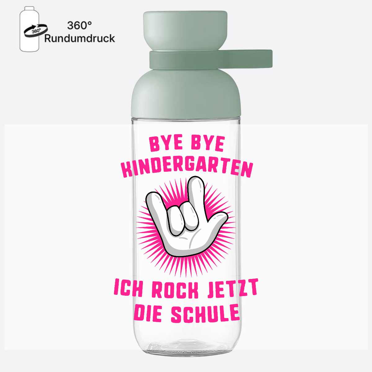 Trinkflasche mit Namen – Ich rock jetzt die Schule fuchsia - Nordic Sage