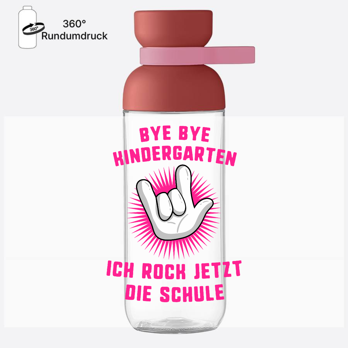 Trinkflasche mit Namen – Ich rock jetzt die Schule fuchsia - Vivid Mauve