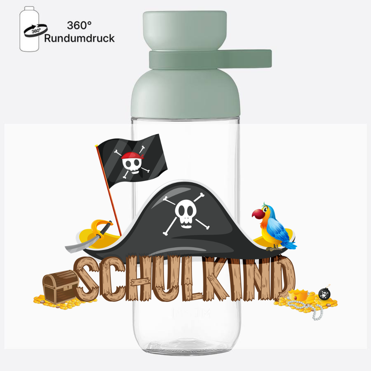 Trinkflasche Pirat zur Einschulung – Personalisiert mit Name - Nordic Sage