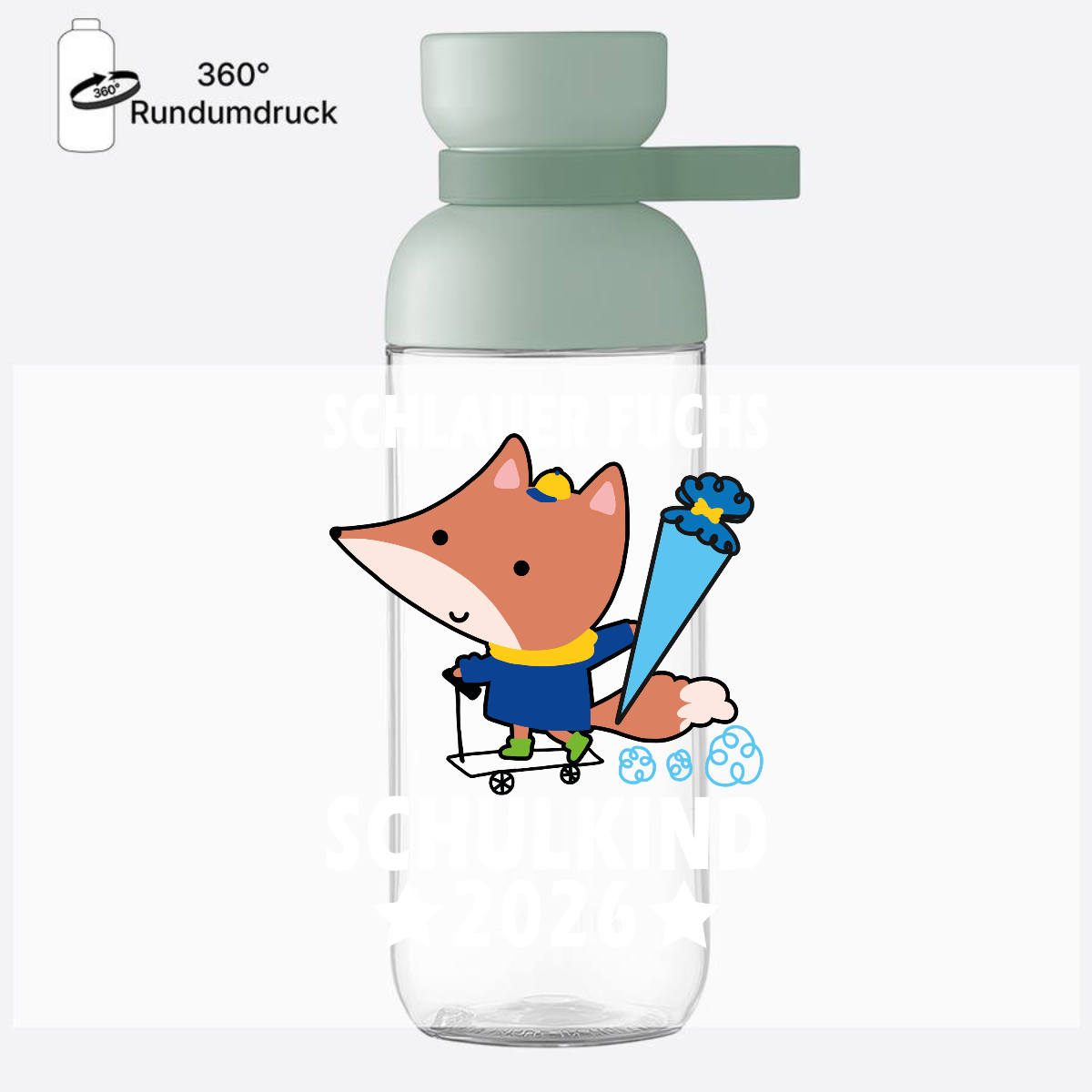 Trinkflasche Schlauer Fuchs – Schulkind 2026 mit Name - Nordic Sage