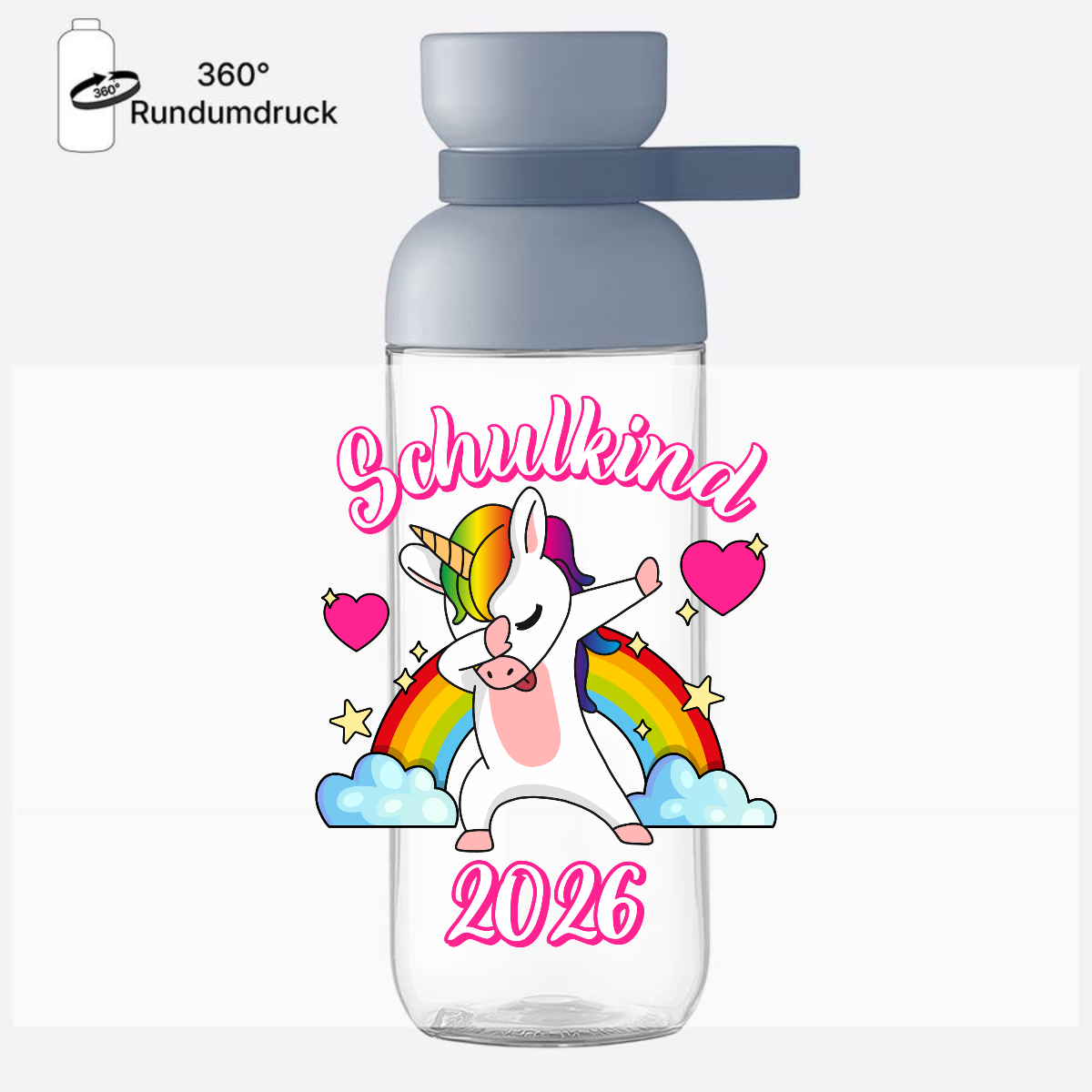 Trinkflasche Schulkind 2025 – Dabbendes Einhorn mit Name - Nordic Blue