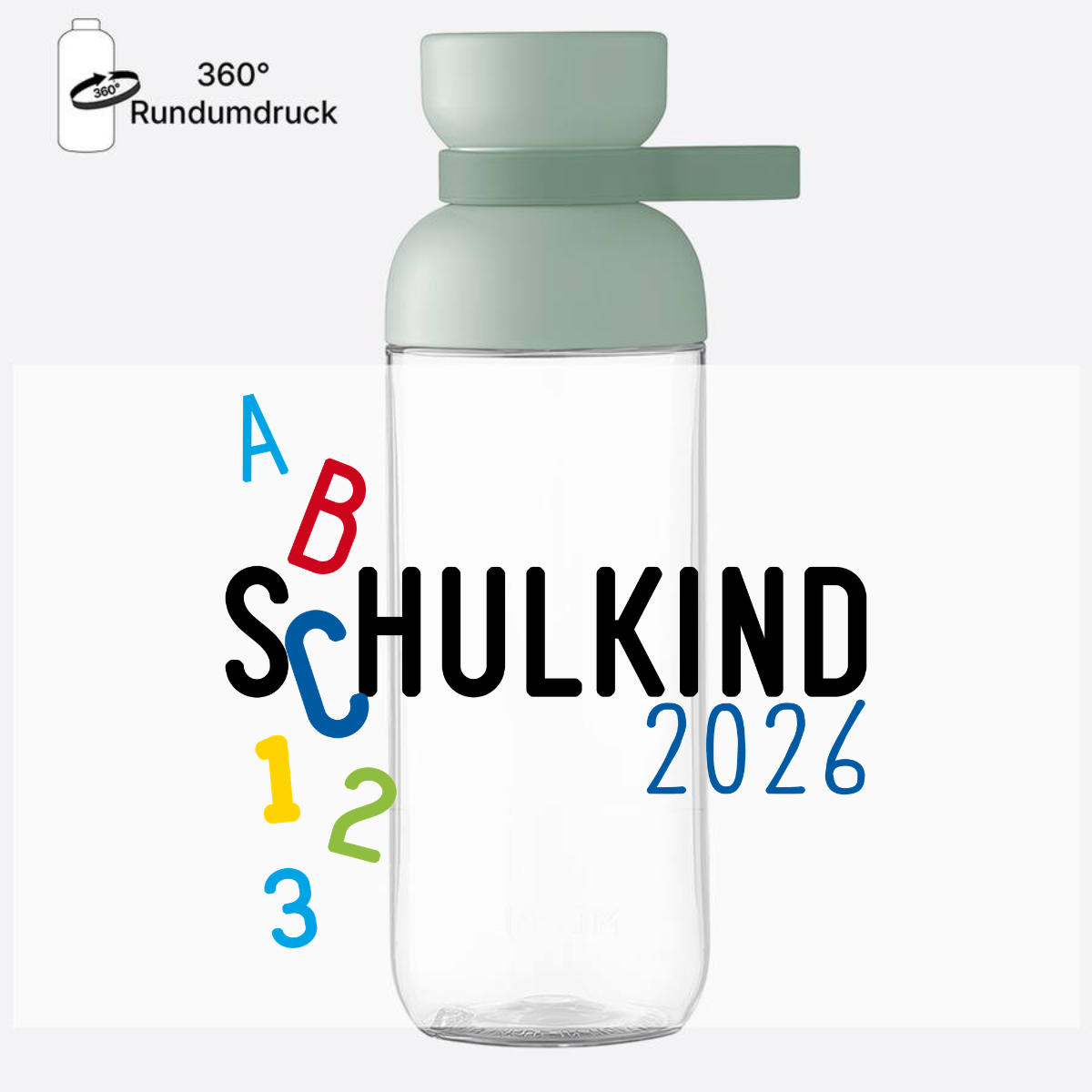 Trinkflasche Schulkind 2026 ABC blau – Personalisiert - Nordic Sage
