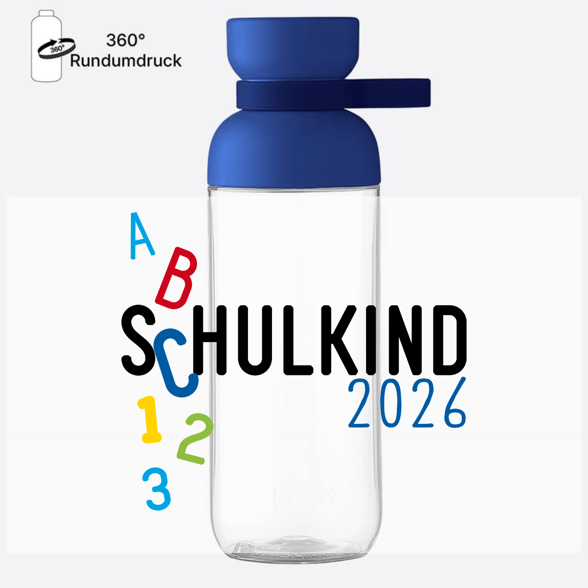 Trinkflasche Schulkind 2026 ABC blau – Personalisiert - Vivid Blue