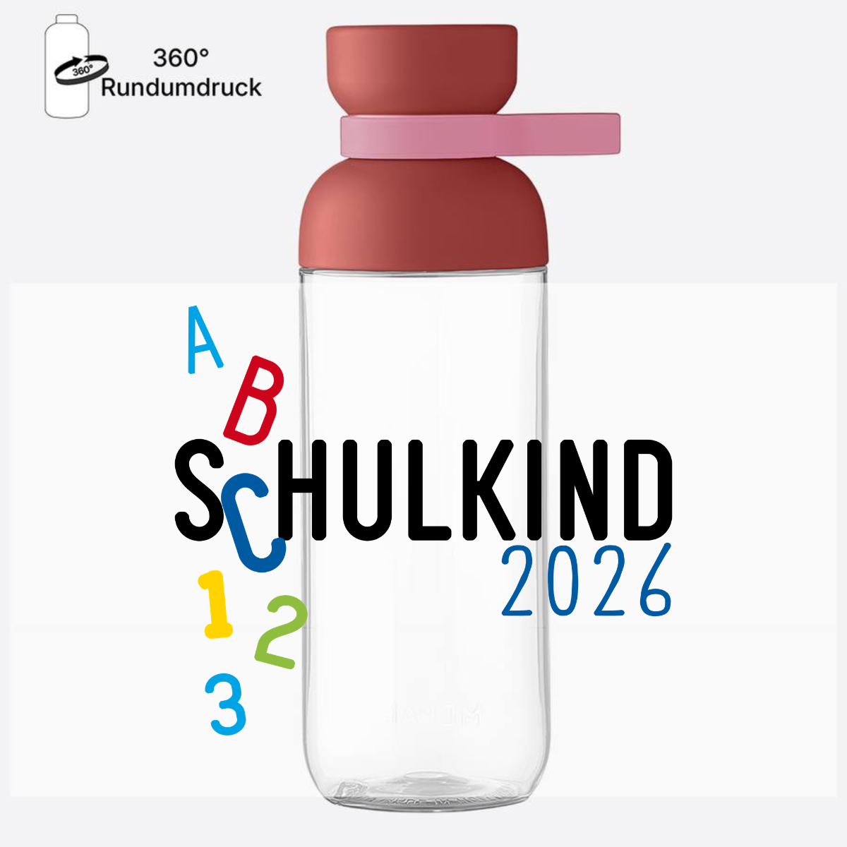 Trinkflasche Schulkind 2026 ABC blau – Personalisiert - Vivid Mauve