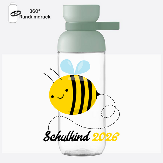 Trinkflasche Schulkind 2026 Biene – Geschenk zur Einschulung - Nordic Sage