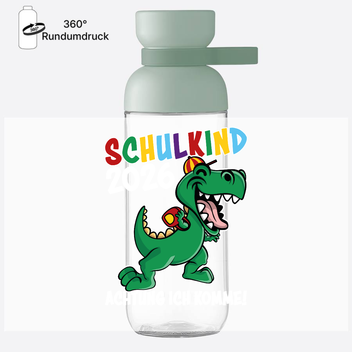 Trinkflasche Schulkind 2026 Dino – Personalisiert mit Name - Nordic Sage