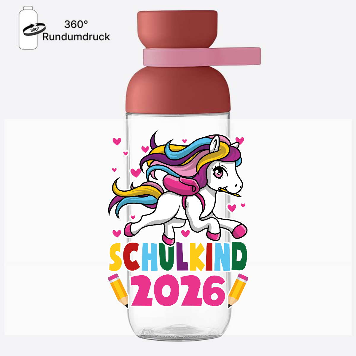 Trinkflasche Schulkind 2026 – Einhorn mit Wunschname - Vivid Mauve
