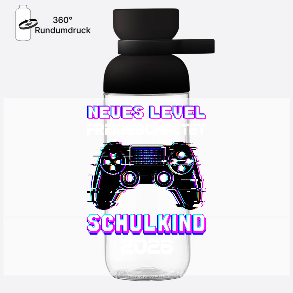 Trinkflasche Schulkind 2026 – Neues Level freigeschaltet - Nordic Black