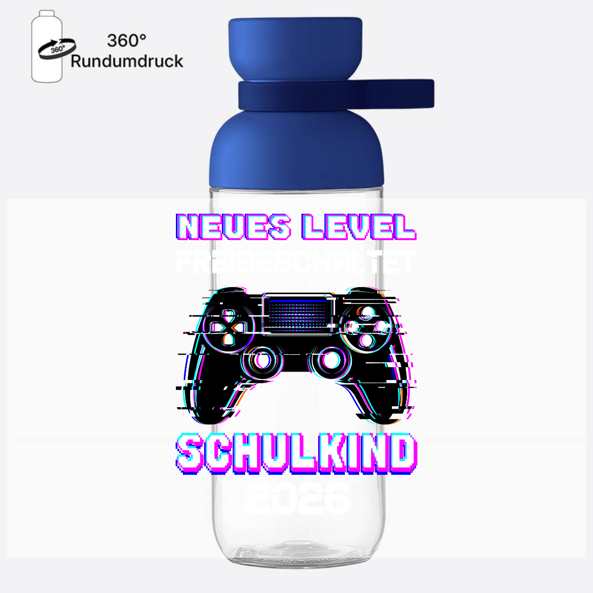 Trinkflasche Schulkind 2026 – Neues Level freigeschaltet - Vivid Blue