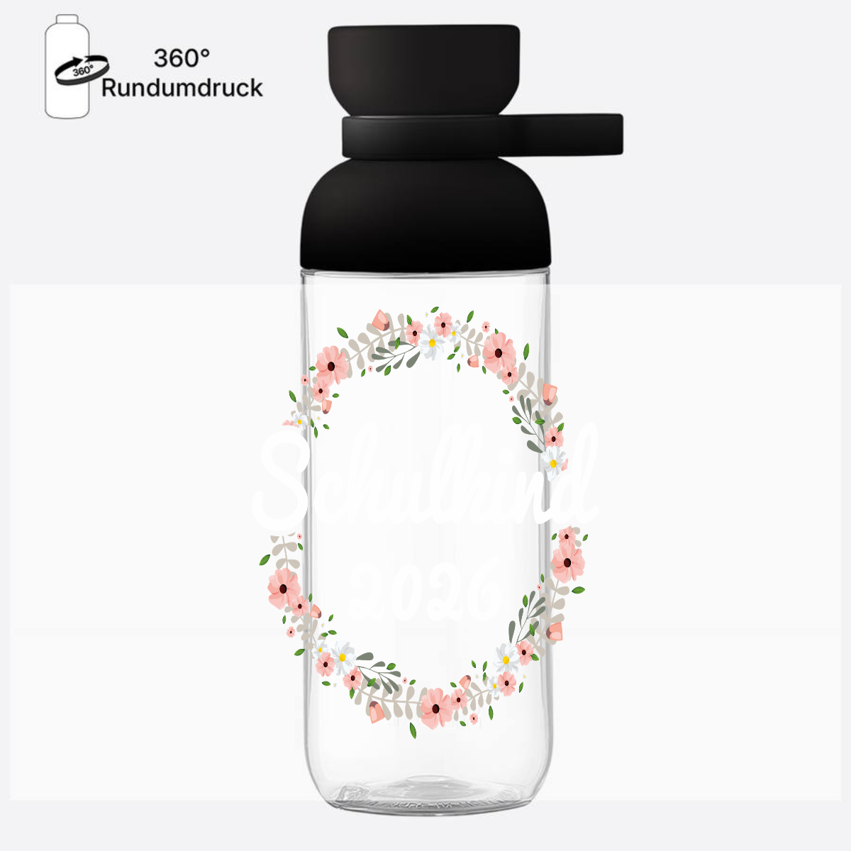 Trinkflasche Schulkind 2026 – Personalisiert mit Namen - Nordic Black