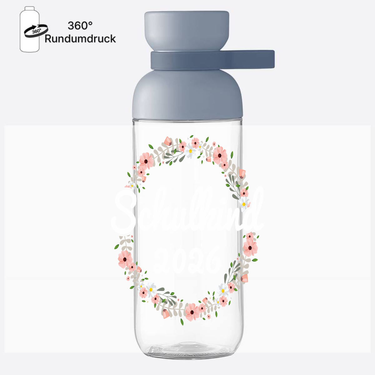Trinkflasche Schulkind 2026 – Personalisiert mit Namen - Nordic Blue