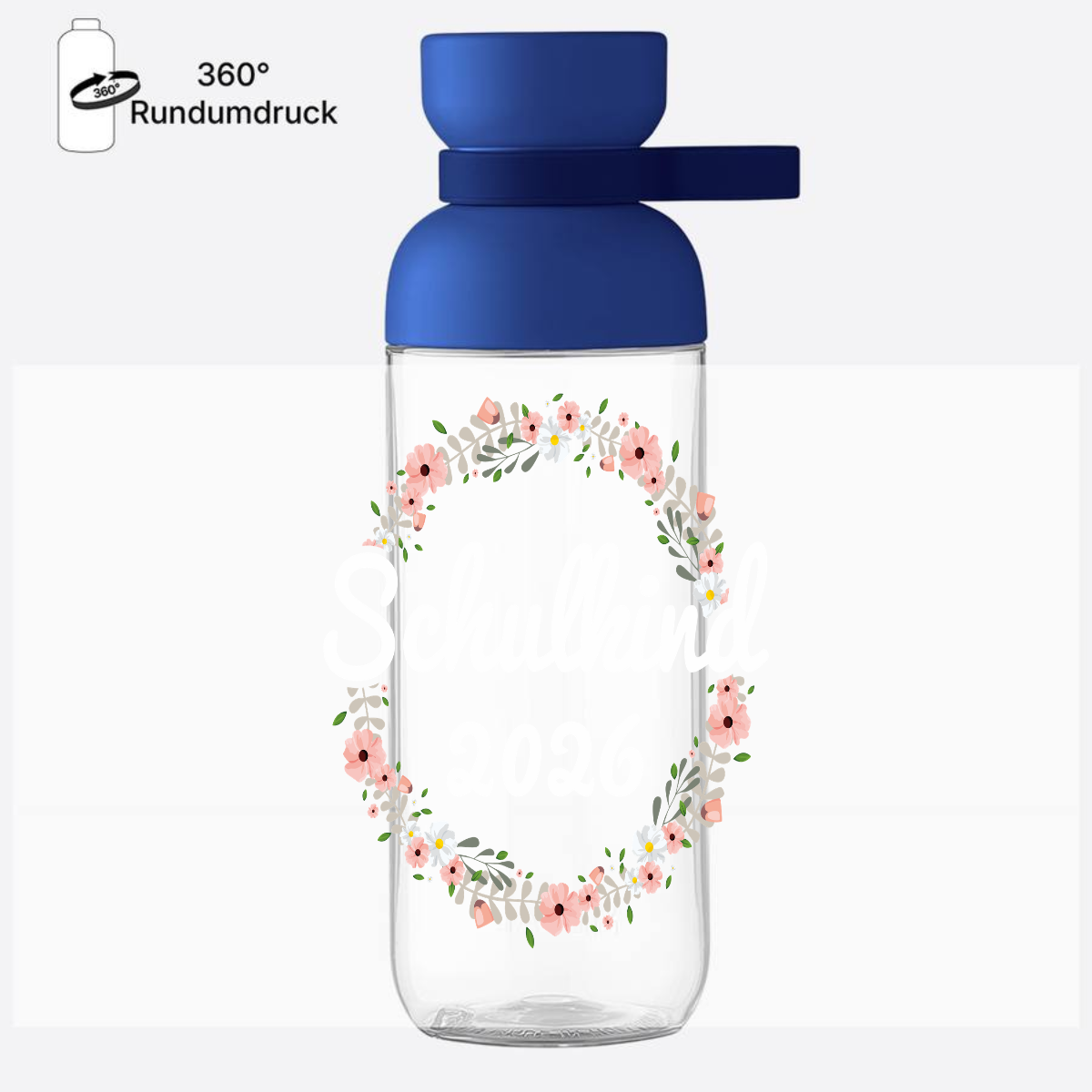 Trinkflasche Schulkind 2026 – Personalisiert mit Namen - Vivid Blue