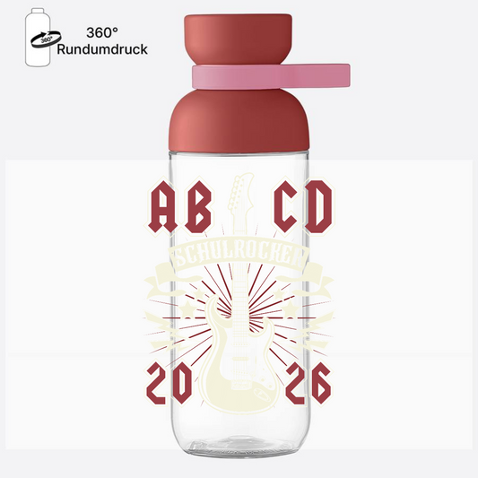 Trinkflasche zur Einschulung – ABCD Schulrocker mit Name - Vivid Mauve