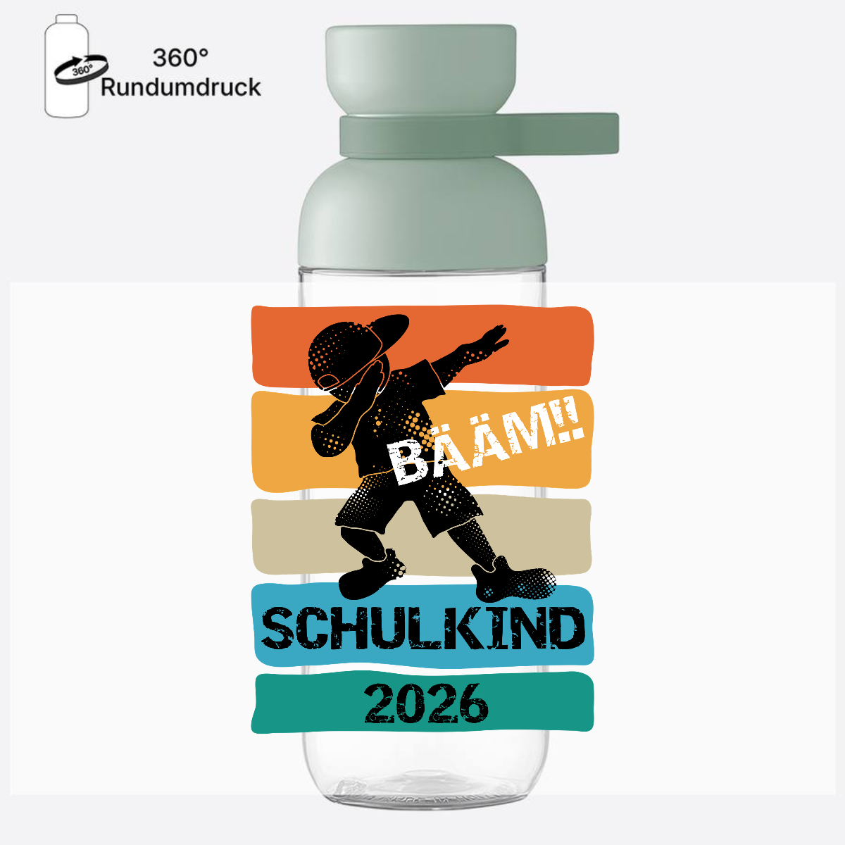 Trinkflasche zur Einschulung – Bääm! Schulkind 2026 mit Name - Nordic Sage