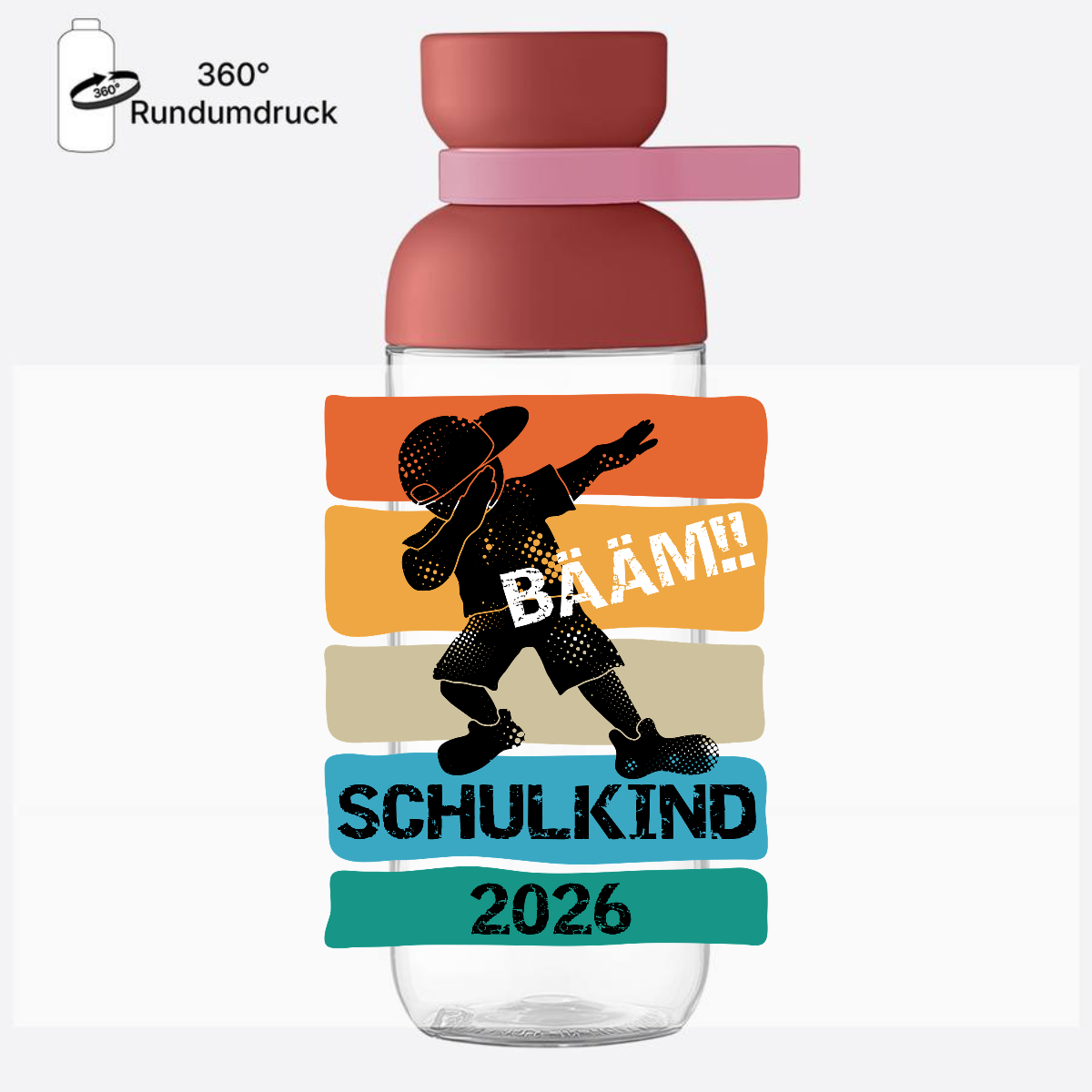 Trinkflasche zur Einschulung – Bääm! Schulkind 2026 mit Name - Vivid Mauve