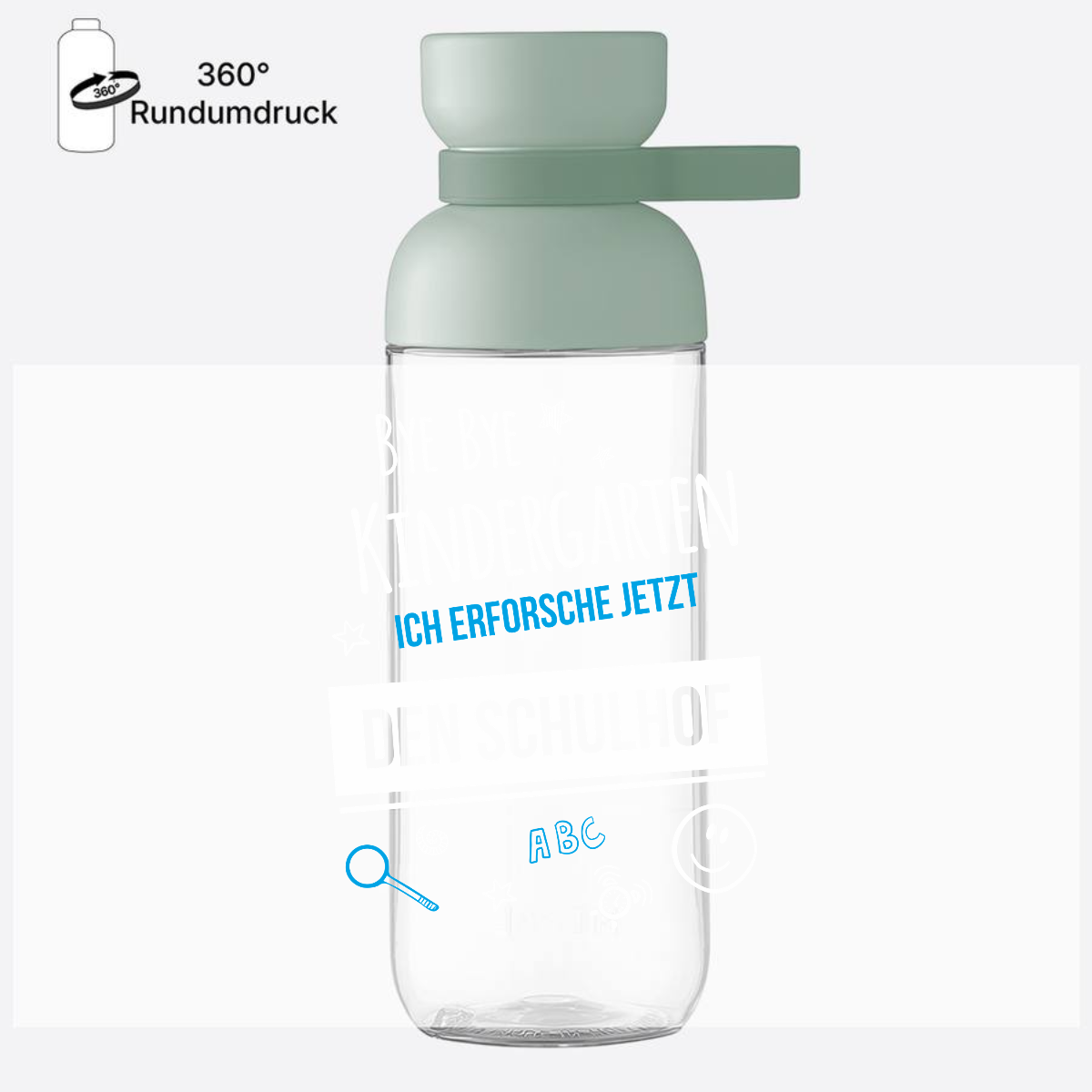 Trinkflasche zur Einschulung – Bye Bye Kindergarten mit Name - Nordic Sage