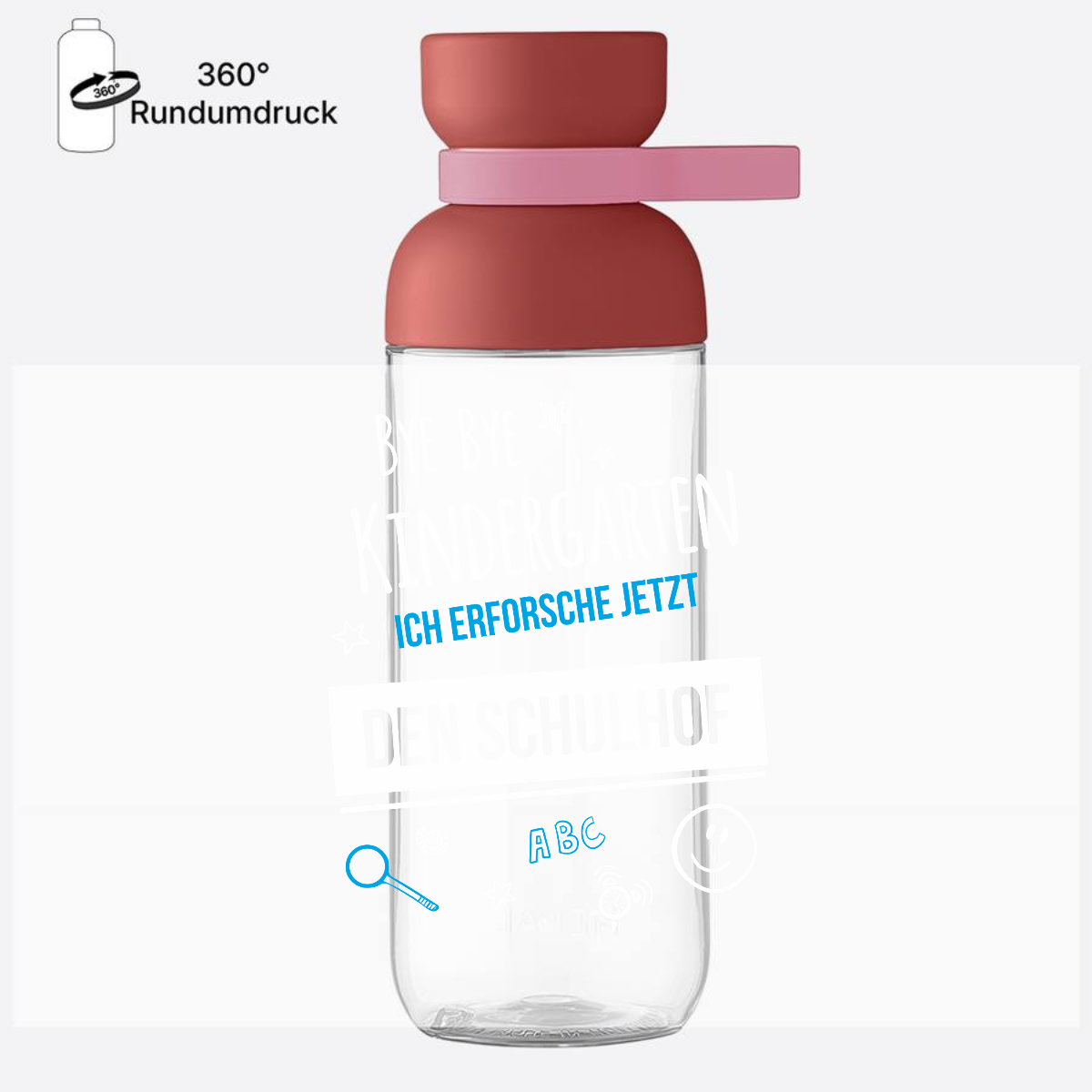 Trinkflasche zur Einschulung – Bye Bye Kindergarten mit Name - Vivid Mauve