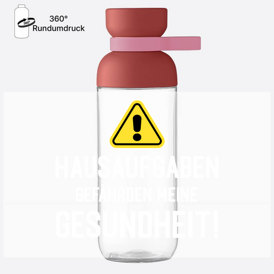 Trinkflasche zur Einschulung - Hausaufgaben Warnschild mit Name - Vivid Mauve