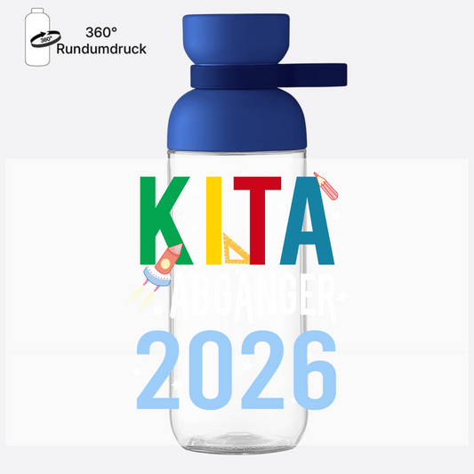 Trinkflasche zur Einschulung – Kita Abgänger 2026 mit Name - Vivid Blue