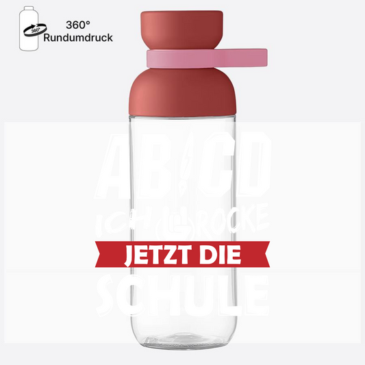 Trinkflasche zur Einschulung mit Name – Ich rocke die Schule - Vivid Mauve