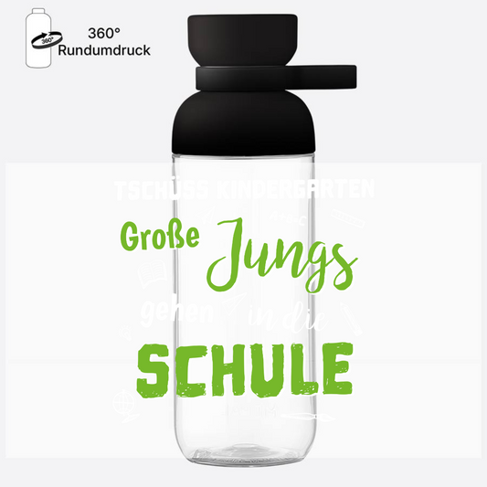 Trinkflasche zur Einschulung – Tschüss Kindergarten Große Jungs - Nordic Black