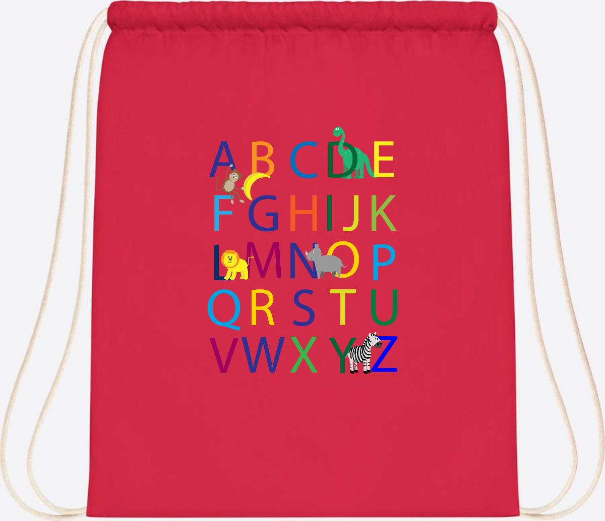 Turnbeutel ABC zur Einschulung – Personalisiert mit Namen - Bright Red