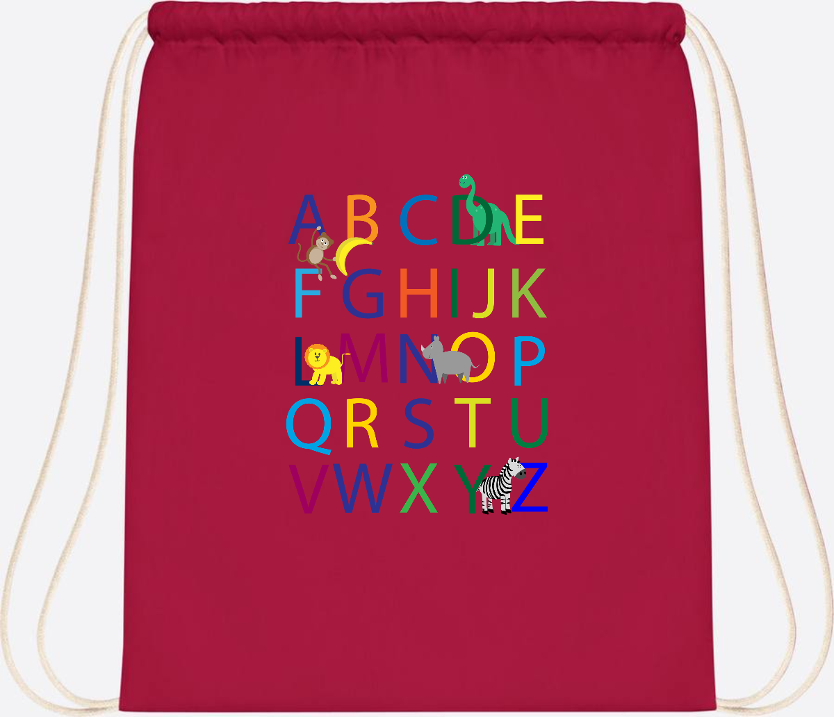 Turnbeutel ABC zur Einschulung – Personalisiert mit Namen - Classic Red
