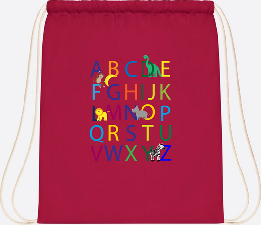 Turnbeutel ABC zur Einschulung – Personalisiert mit Namen - Classic Red