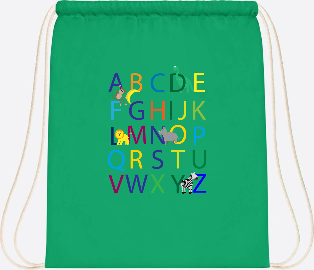 Turnbeutel ABC zur Einschulung – Personalisiert mit Namen - Kelly Green