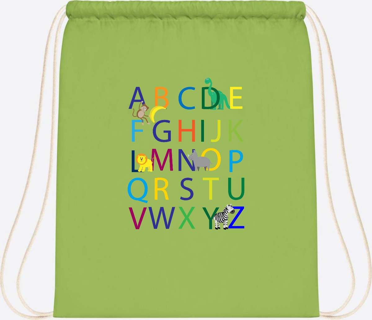 Turnbeutel ABC zur Einschulung – Personalisiert mit Namen - Lime Green