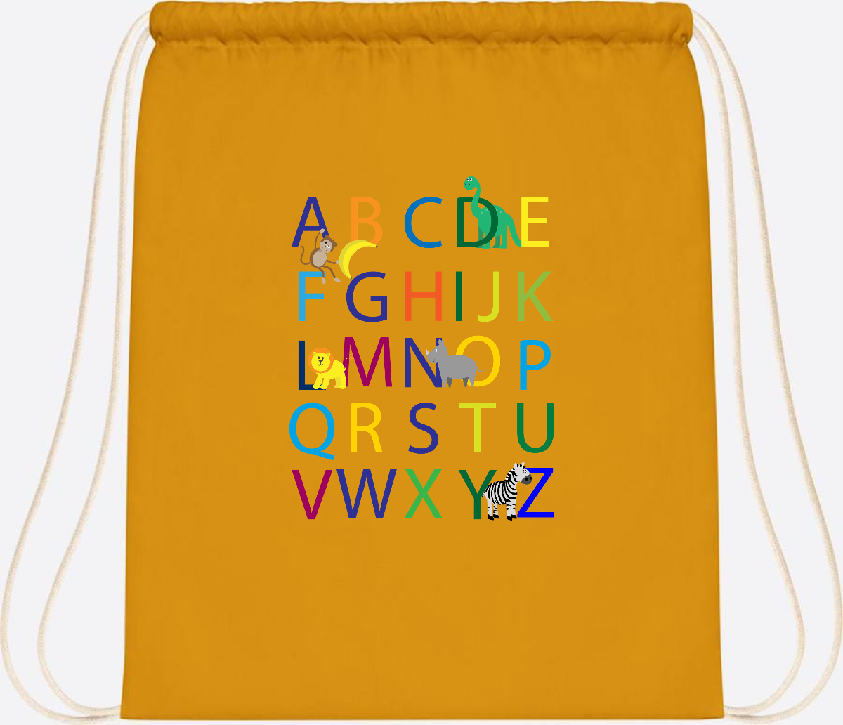 Turnbeutel ABC zur Einschulung – Personalisiert mit Namen - Mustard