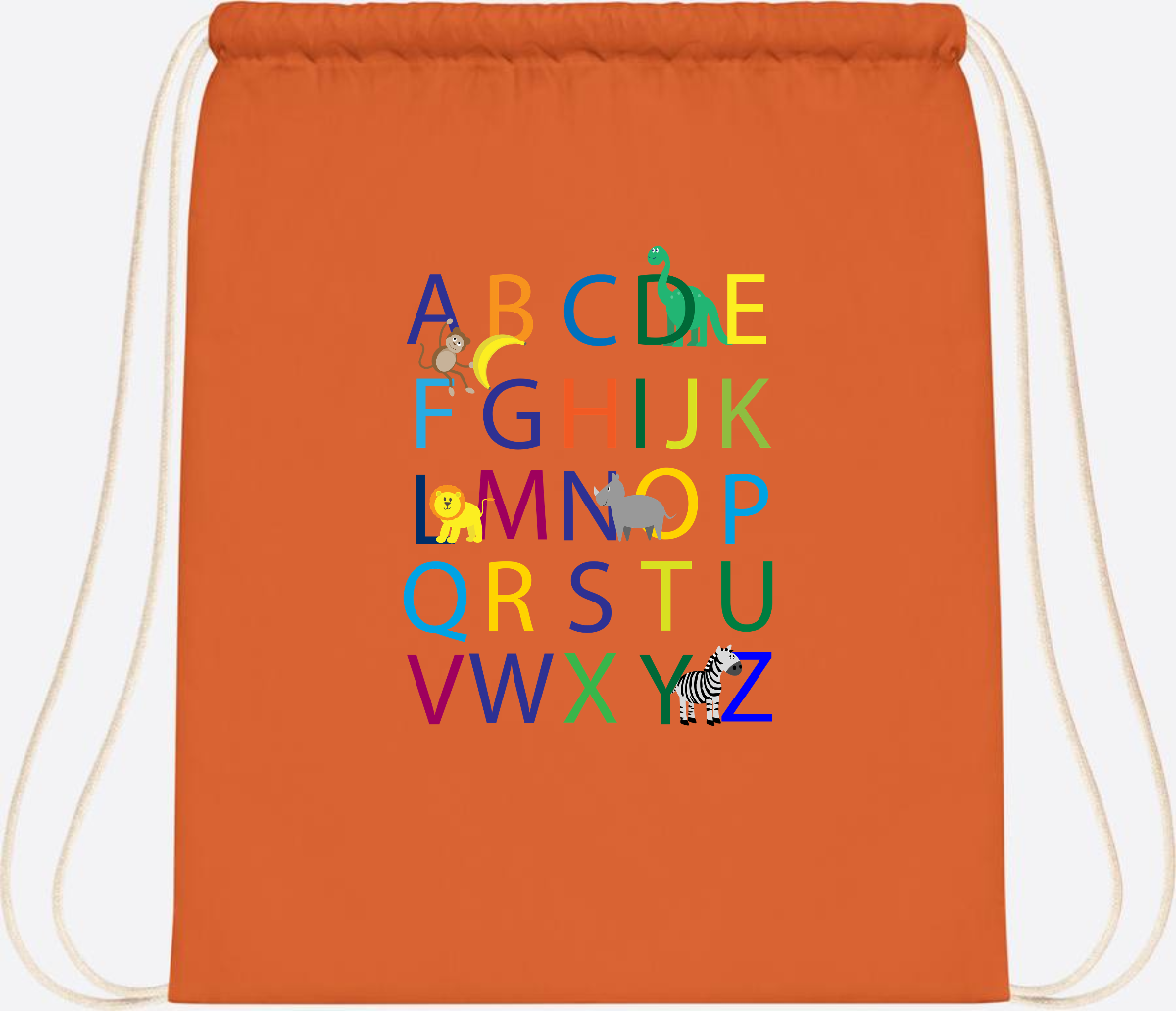 Turnbeutel ABC zur Einschulung – Personalisiert mit Namen - Orange