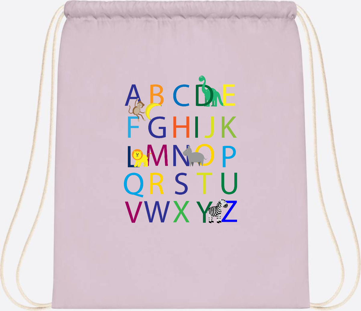 Turnbeutel ABC zur Einschulung – Personalisiert mit Namen - Pastel Pink/White