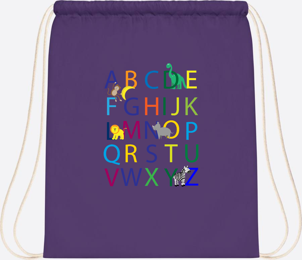 Turnbeutel ABC zur Einschulung – Personalisiert mit Namen - Purple