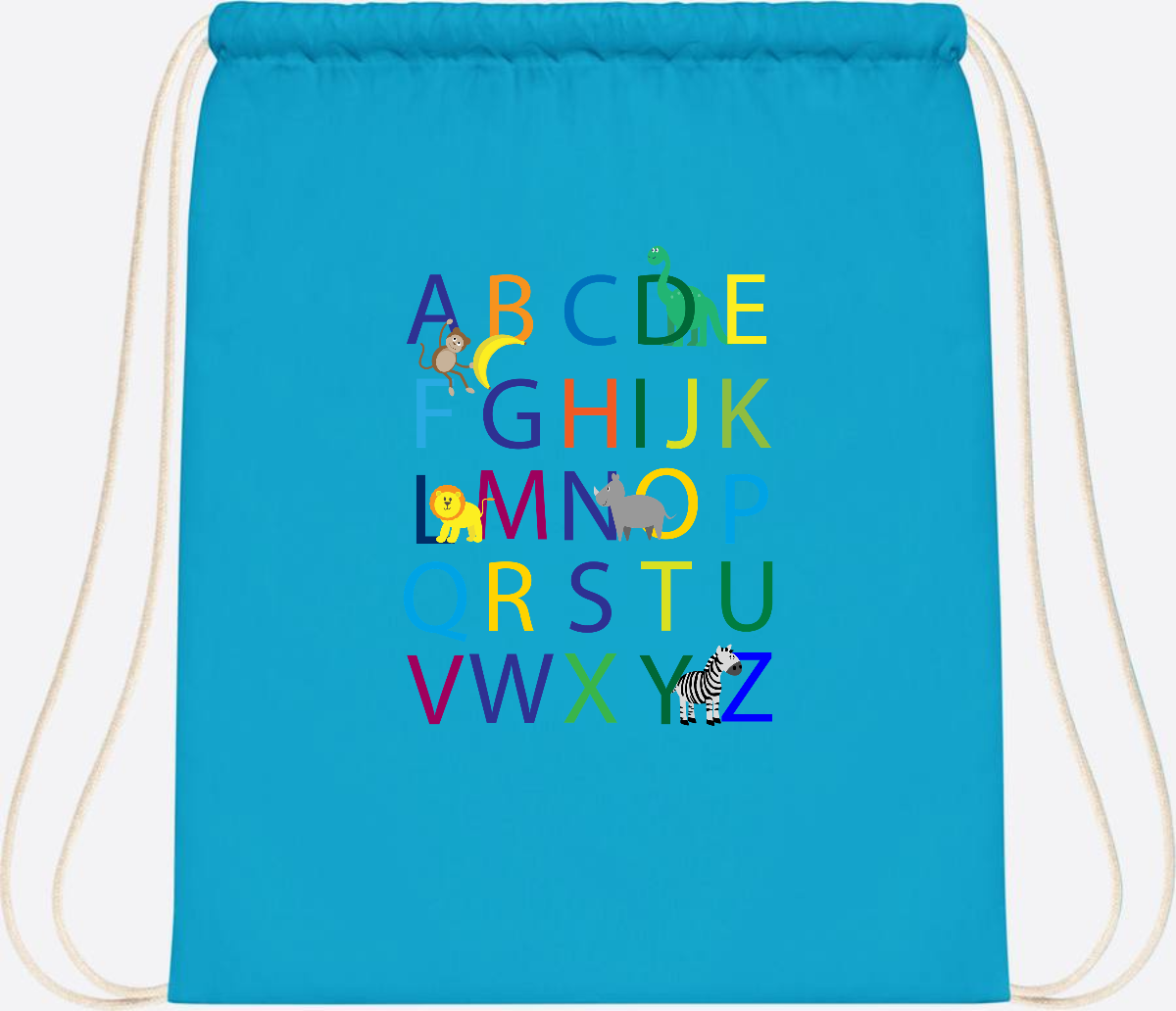 Turnbeutel ABC zur Einschulung – Personalisiert mit Namen - Surf Blue