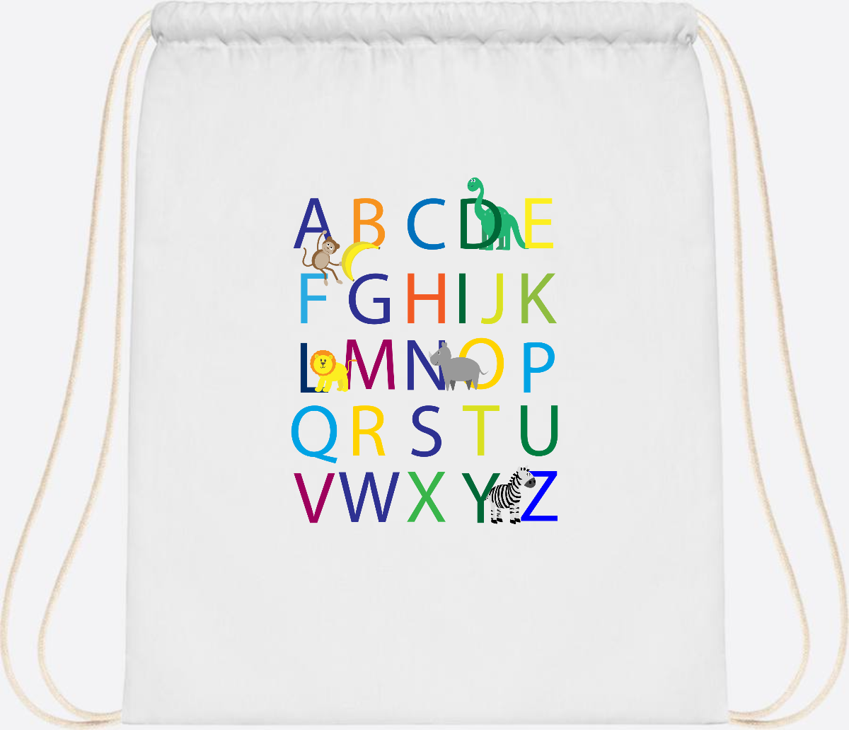 Turnbeutel ABC zur Einschulung – Personalisiert mit Namen - White