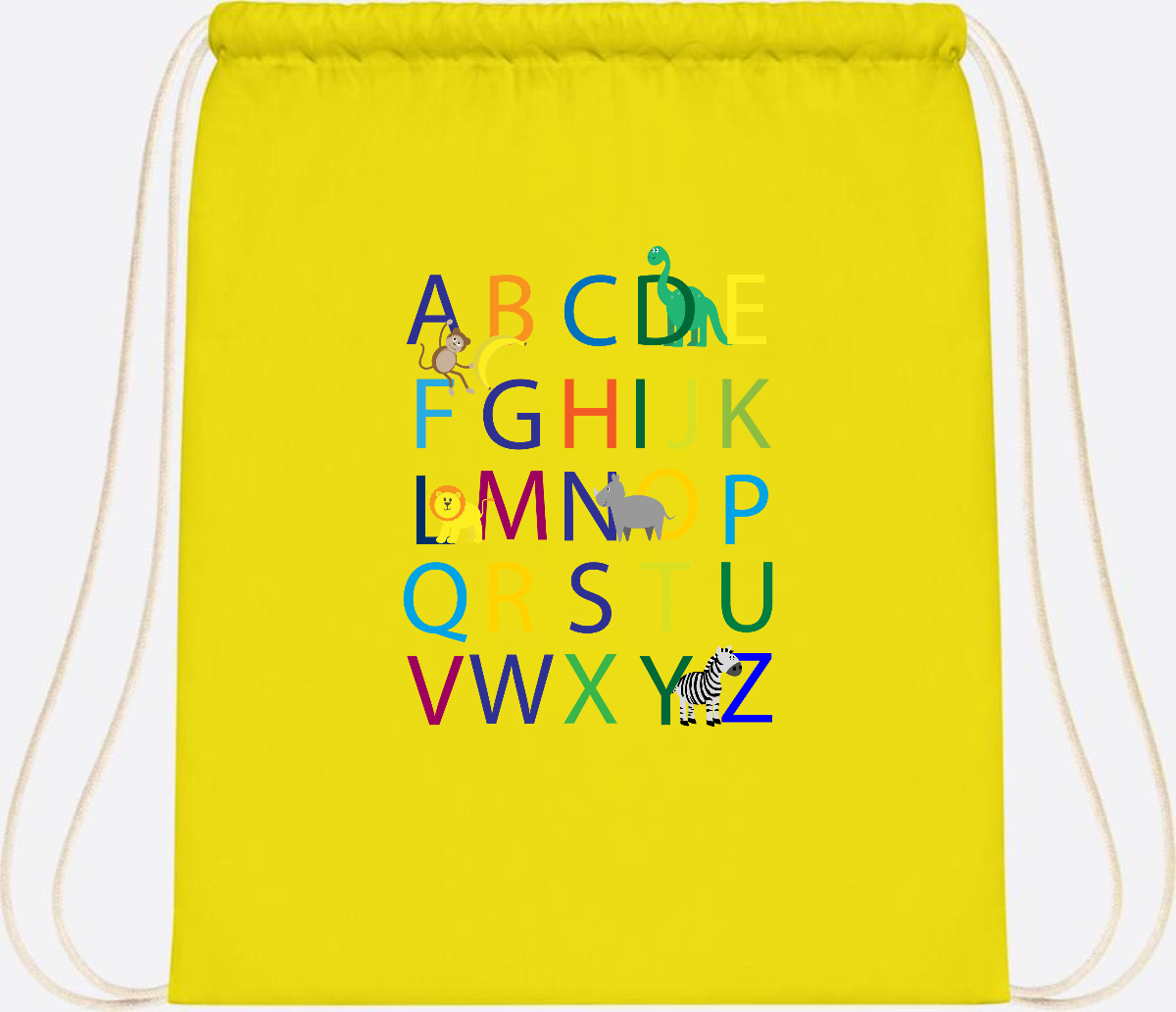 Turnbeutel ABC zur Einschulung – Personalisiert mit Namen - Yellow