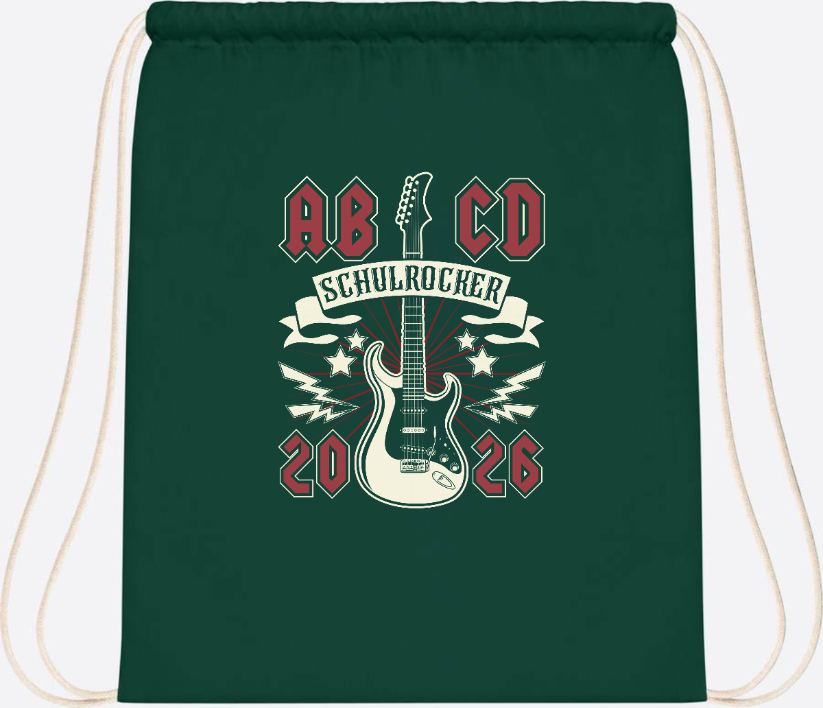Turnbeutel ABCD Schulrocker – Personalisierbar zur Einschulung - Bottle Green