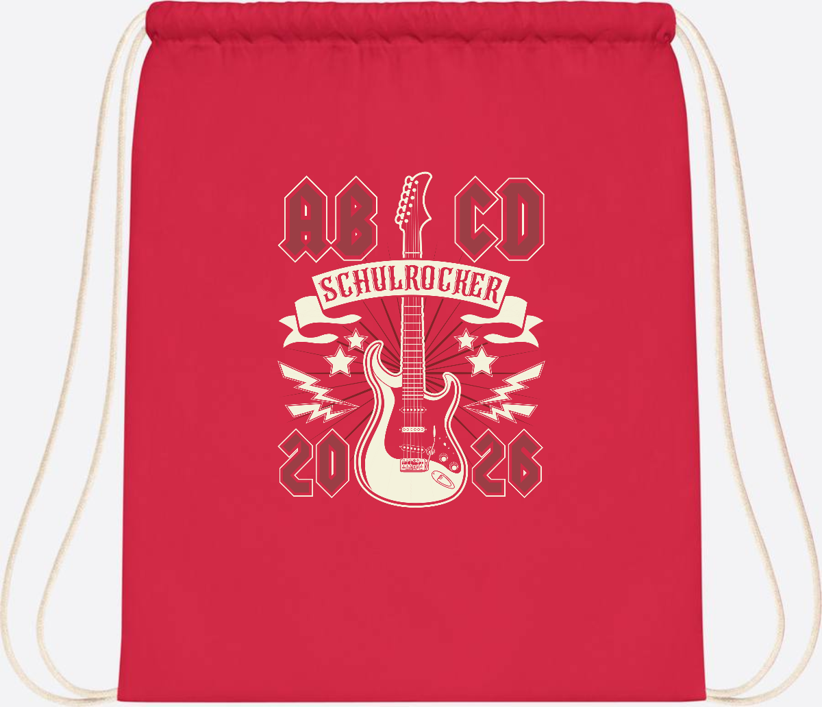 Turnbeutel ABCD Schulrocker – Personalisierbar zur Einschulung - Bright Red