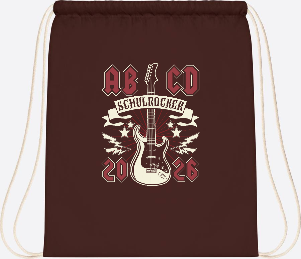 Turnbeutel ABCD Schulrocker – Personalisierbar zur Einschulung - Chocolate