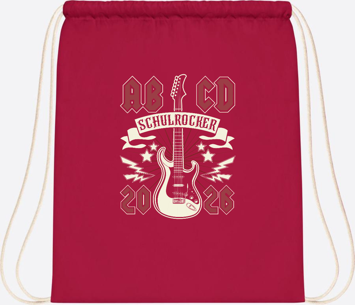 Turnbeutel ABCD Schulrocker – Personalisierbar zur Einschulung - Classic Red