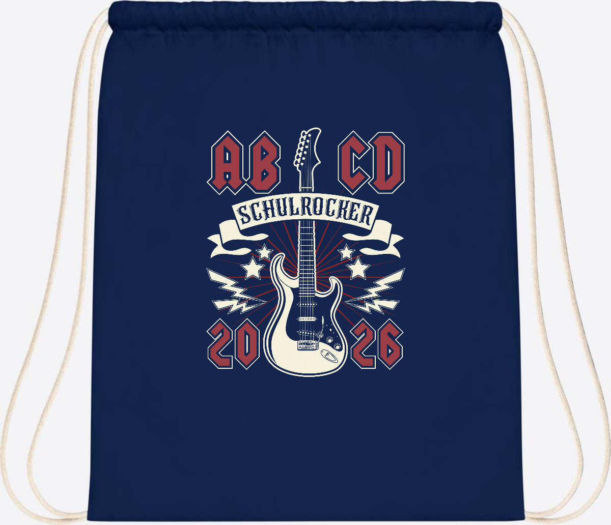 Turnbeutel ABCD Schulrocker – Personalisierbar zur Einschulung - French Navy