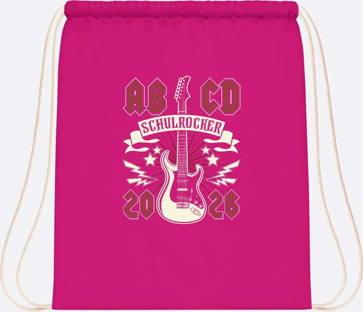 Turnbeutel ABCD Schulrocker – Personalisierbar zur Einschulung - Fuchsia