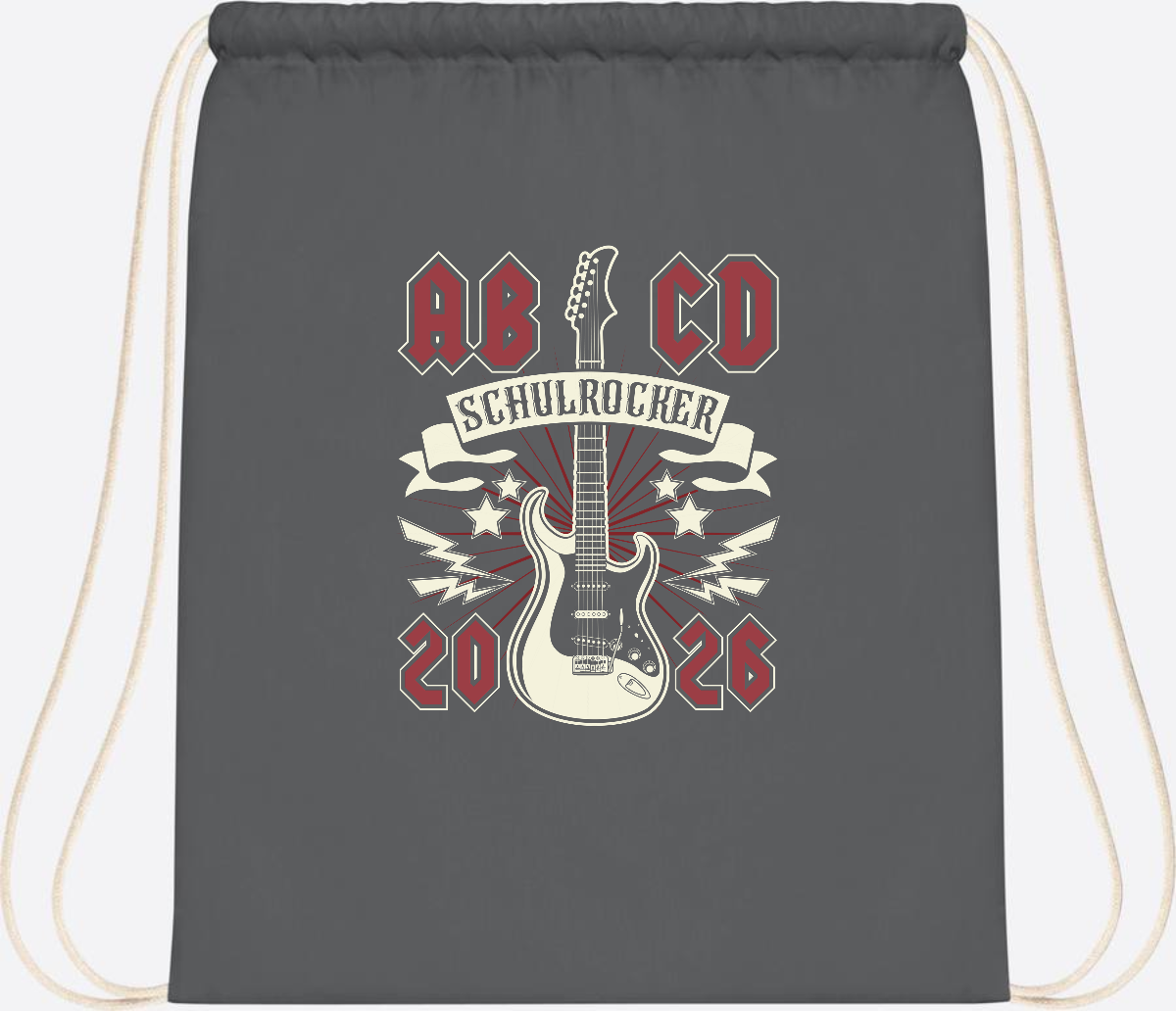 Turnbeutel ABCD Schulrocker – Personalisierbar zur Einschulung - Graphite Grey