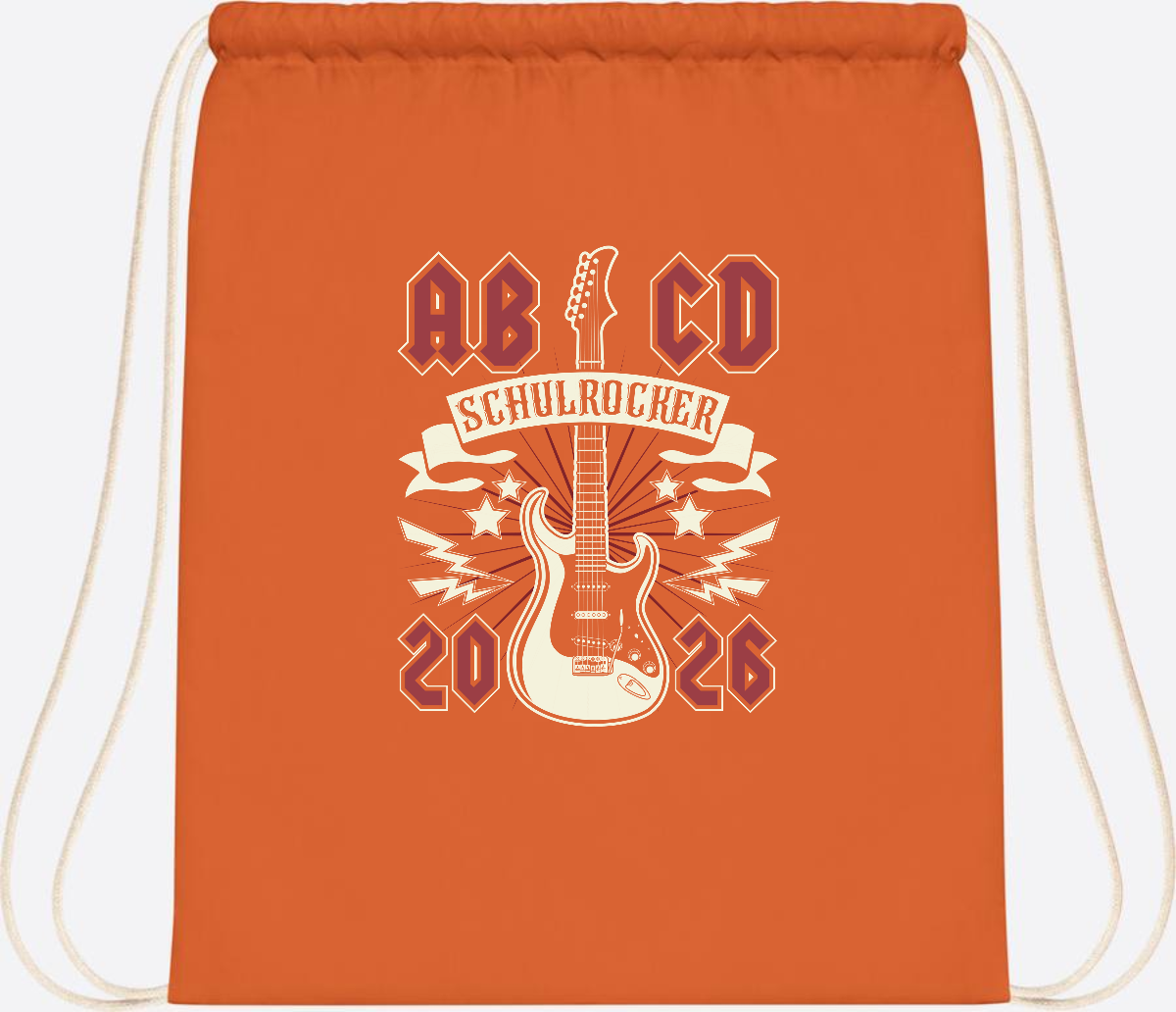 Turnbeutel ABCD Schulrocker – Personalisierbar zur Einschulung - Orange
