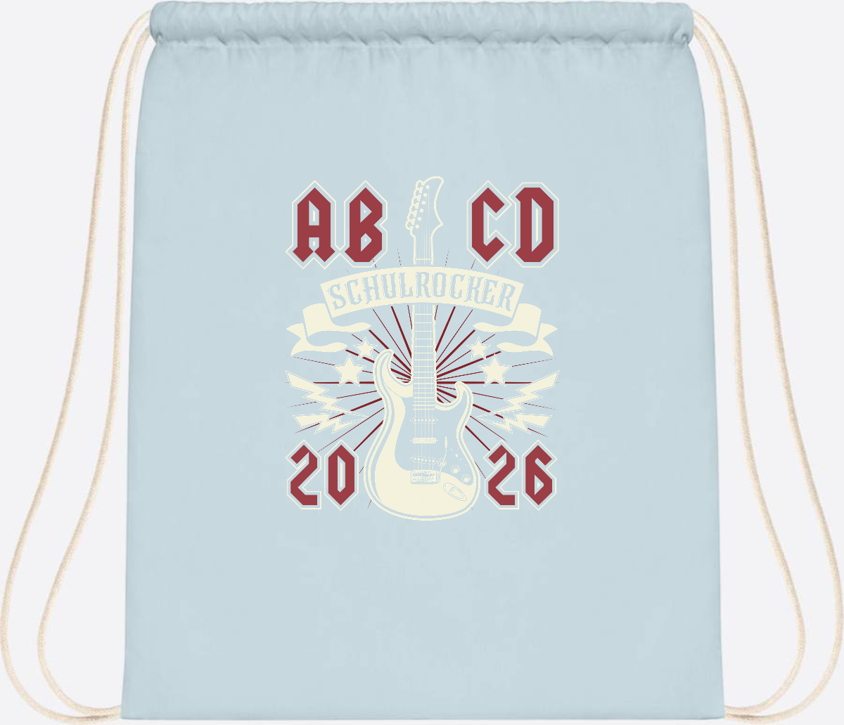 Turnbeutel ABCD Schulrocker – Personalisierbar zur Einschulung - Pastel Blue/White